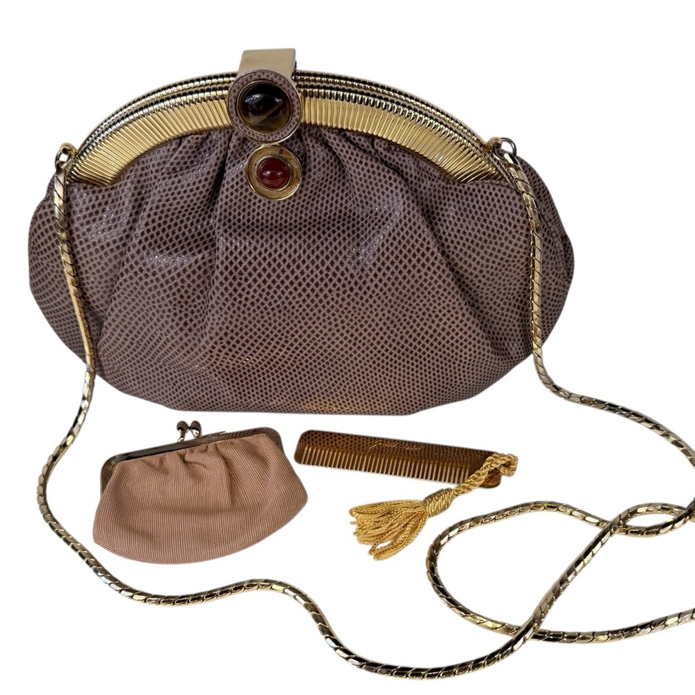 Vintage Judith Leiber Lizard Skin Crossbody Clutch
